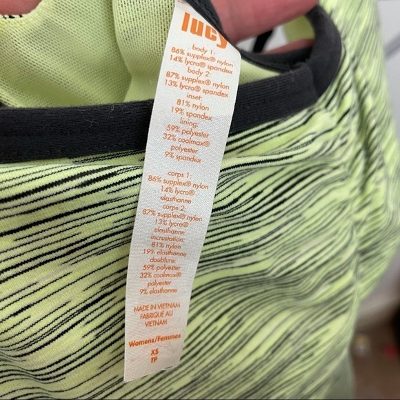 Lucy Green Space Dye Active Tank Top Built In Bra Size xs - Picture 3 of 3